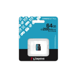 KINGSTON 64GB microSDXC Canvas Go Plus Gen4 200R A2 U3 Single Pack w/o ADP