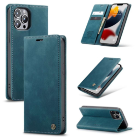 CaseMe Retro Wallet Case Iphone 13 Pro Blauw