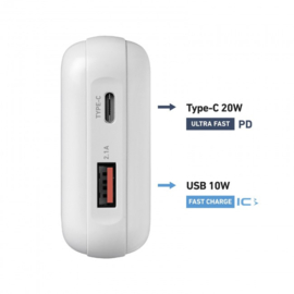 SBS Power Delivery 20W 10,000 mAh power bank, white