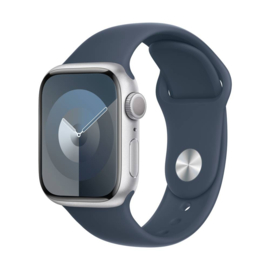 Apple Watch Series 9 45mm zilver (blauw Siliconenband M/L)