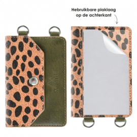 My Style Crossbody Stick-On Phone Pocket with RFID Green Leopard