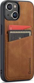 Casemania Hoesje card slot voor iPhone 15 Pro bruin