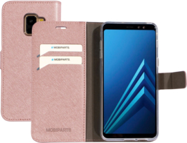 Mobiparts Saffiano Wallet Case Samsung Galaxy A8 (2018) Roze