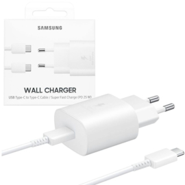 Samsung 25W Snellader USB-C  Wit met 1mtr kabel USB-C-C