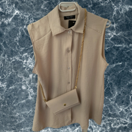 Mouwloze blouse creme