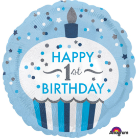 Happy 1st Birthday - blauw - Standard