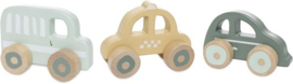 Houten Auto Op Wielen - 3 Stuks