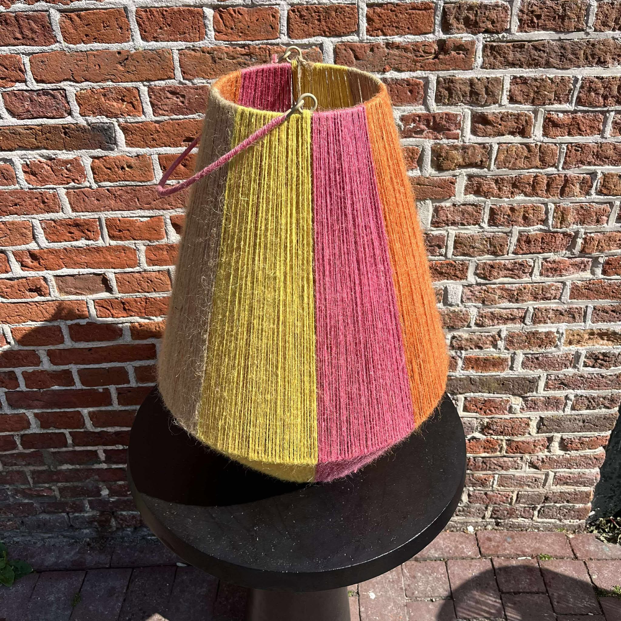 Lantaarn Jute 50x20cm streep breed (oranje-roze-geel-naturel)