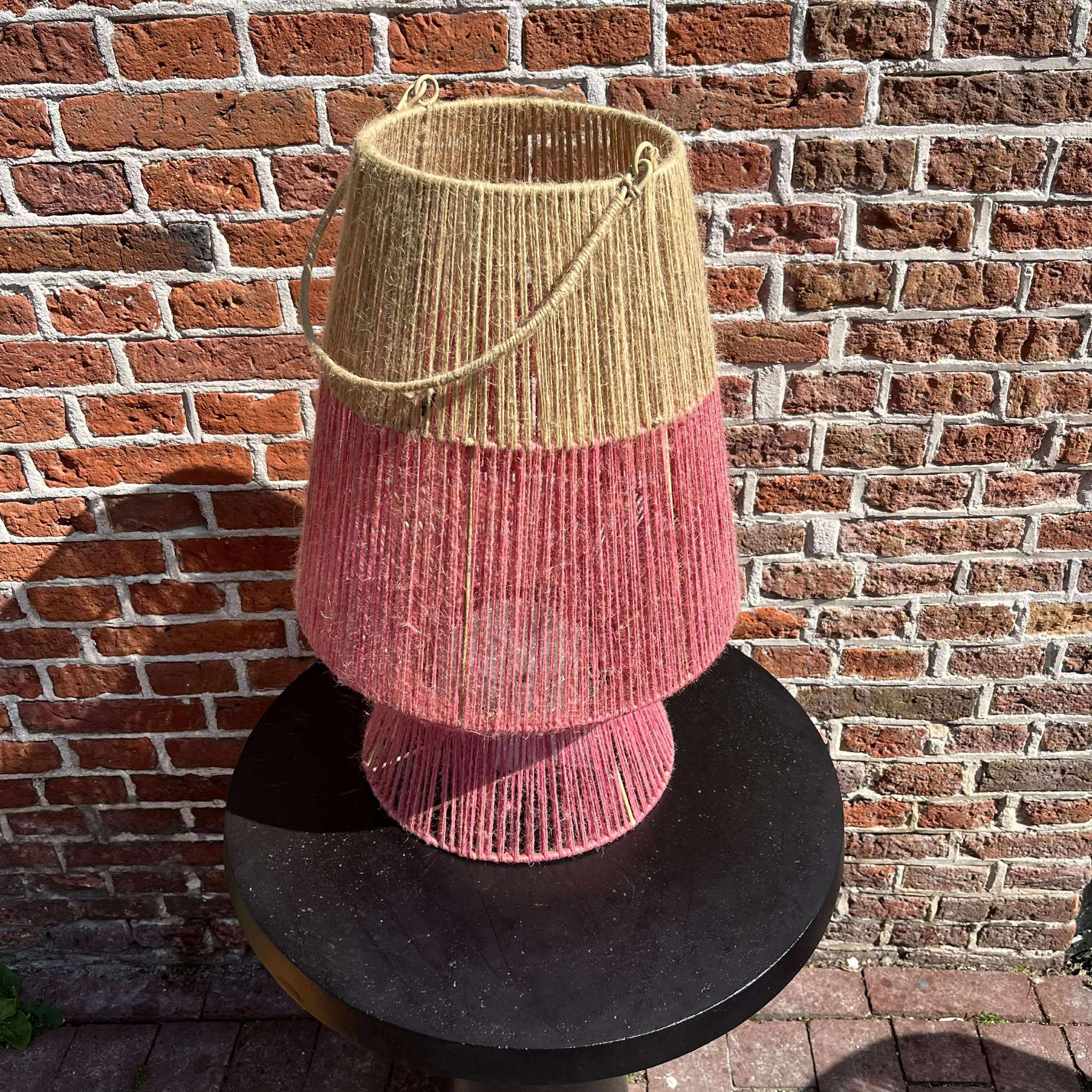 Lantaarn Jute 50x26cm (roze-naturel)