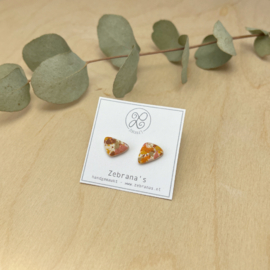Confetti oorknopjes in mooie herfstkleuren, handgemaakt van klei (met rvs oorstekers)