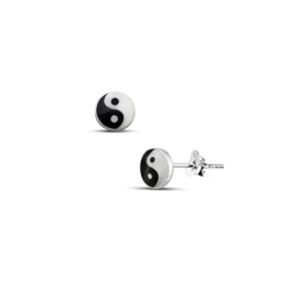 ZILVEREN 6 MM YIN YANG KINDEROORBELLEN