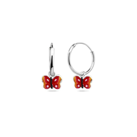 ZILVEREN ROOD WITTE VLINDER KINDER HOOPS