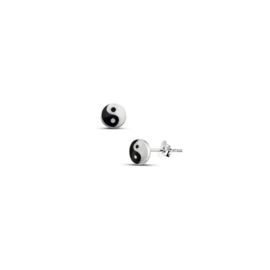 ZILVEREN 5 MM YIN YANG KINDEROORBELLEN