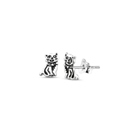 925 STERLING SILVER CAT SHAPE OXIDIZED EARRINGS