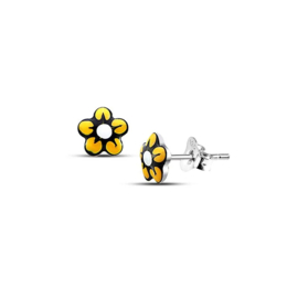 Zilveren geëmailleerde hemelsblauwe bloem kinderoorbel  Dit is een mooie zilveren geëmailleerde oorbel met een hemelsbloem voor kinderen. Hij is verkrijgbaar in de kleur hemelsblauw en is gemaakt van 925 sterlingzilver. De afmetingen zijn 6 mm breed en 6