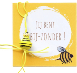 Mini Kaartje met gelukspoppetje: Jij Bent Bij-Zonder!