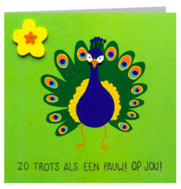 Kaart + Enveloppe: Zo Trots als een Pauw! Op Jou!
