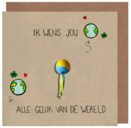 Kaart + Enveloppe: Ik Wens jou alle geluk van de Wereld