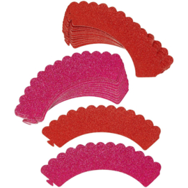 Wilton Cupcake Wrappers Glitter Red & Pink 24st