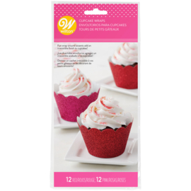 Wilton Cupcake Wrappers Glitter Red & Pink 24st