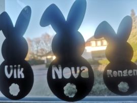 Raamsticker paashaas met naam