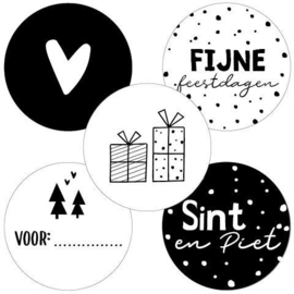 stickers - 10 stuks- fijne feestdagen - sint