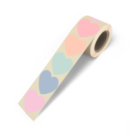 Stickers hartjes -  Pastel - 10 stuks