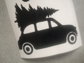 Sticker auto met kerstboom