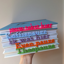 Boekenlegger met tekst