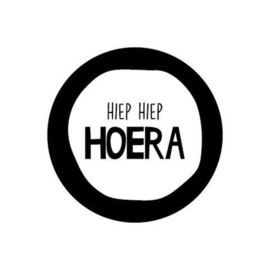 Stickers hiep hiep Hoera - zwart/wit - 10 stuks