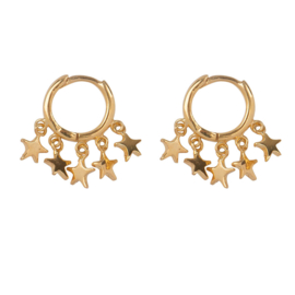 Hoop 5 Stars Click Earring Gold Plated