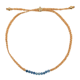Braided Beads Bracelet Gold Plated BLUE AGATHE