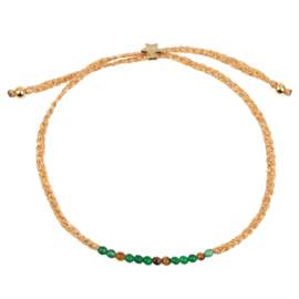 Braided Beads Bracelet Gold Plated JADE TIGEREYE