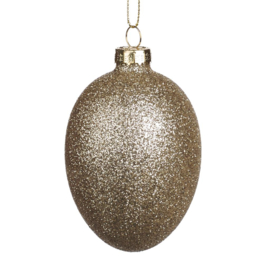 Glazen ei ornament met glitters