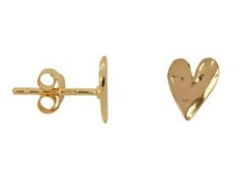 Hammered Heart Stud Earring Gold Plated