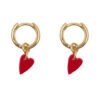 Small Hoop Resin Heart Earring Gold Plated