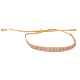 Beaded Plain Bracelet Gold Plated Green and Pink