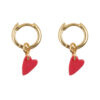 Small Hoop Resin Heart Earring Gold Plated