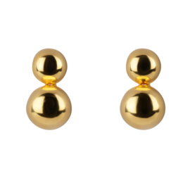 Double Ball Stud Earring Gold Plated