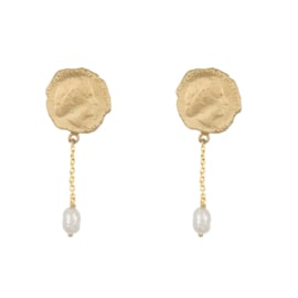 Ten Cent Symmetric Chain Pearl Earring Gold Plated
