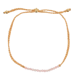 Braided Beads Bracelet Gold Plated ROSEQUARTZ
