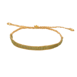 Beaded Plain Bracelet Gold Plated Green and Pink