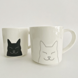 Koffiemok wit met zwarte kat
