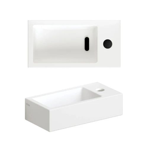 Clou Flush 3 handenwasser rechts 360 x 180 x 90 mm - wit mat - met kraangat - met plug