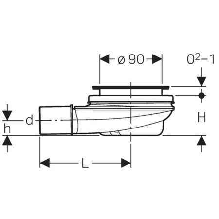 Geberit Uniflex douchesifon 90 mm - chroom - incl kleurset - waterslot 30 mm