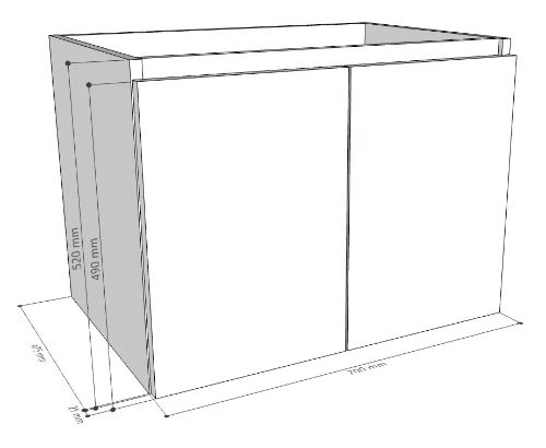 Easylux Kivu wastafelonderkast met 2 deuren greeploos 700 x 475 x 520 mm - smoked oak