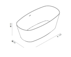 Inbani Vesta vrijstaand bad Solid surface 1600 x 580 x 800 mm - wit mat - inclusief sifon - met overloop