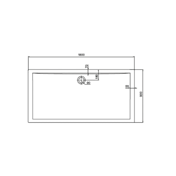 Ideal Standard Ultra Light douchebak acryl 1800 x 900 x 47 mm - wit - afvoeropening 90 mm