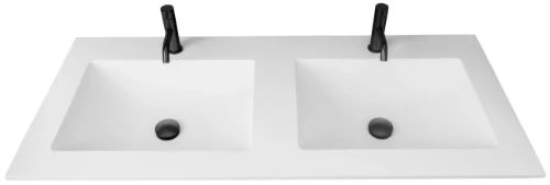Easylux Solid wastafelblad in solid surface met 2 waskommen 1400 x 500 x 20 mm - wit mat - met kraangaten