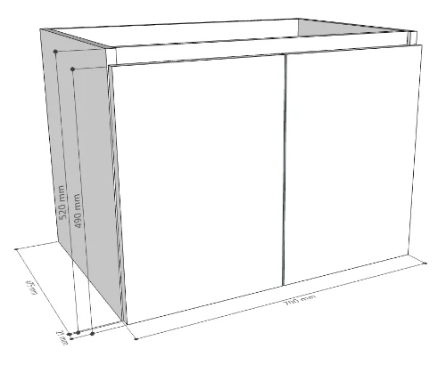Easylux Kivu wastafelonderkast met 2 deuren greeploos 700 x 475 x 520 mm - raven oak